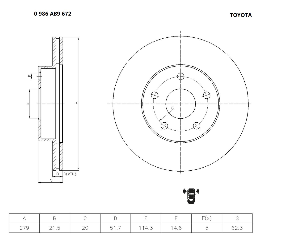 BOSCH 0 986 AB9 672 Brake Disc