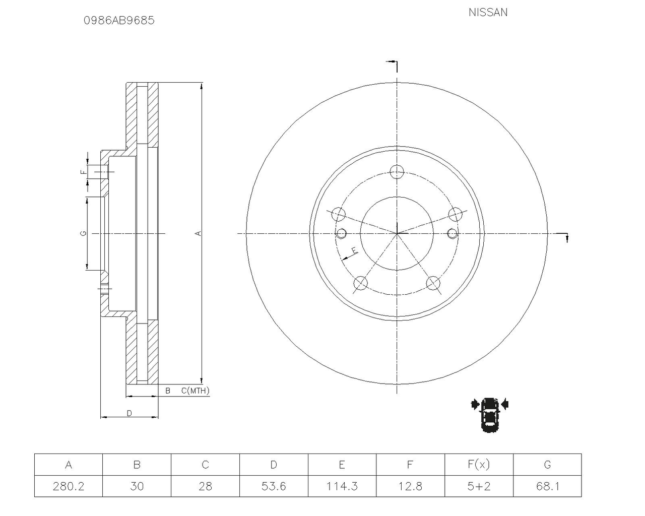 BOSCH 0 986 AB9 685 Brake Disc