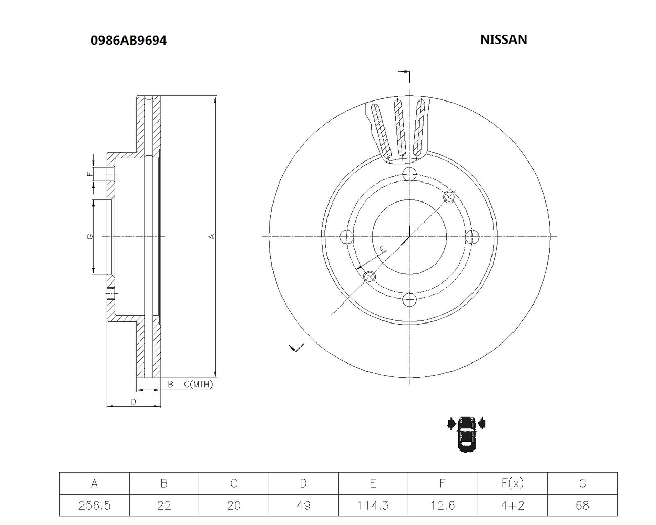 BOSCH 0 986 AB9 694 Brake Disc