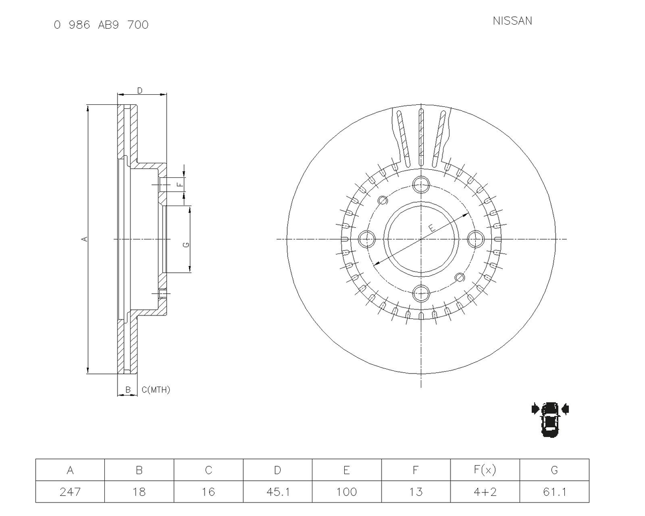 BOSCH 0 986 AB9 700 Brake Disc