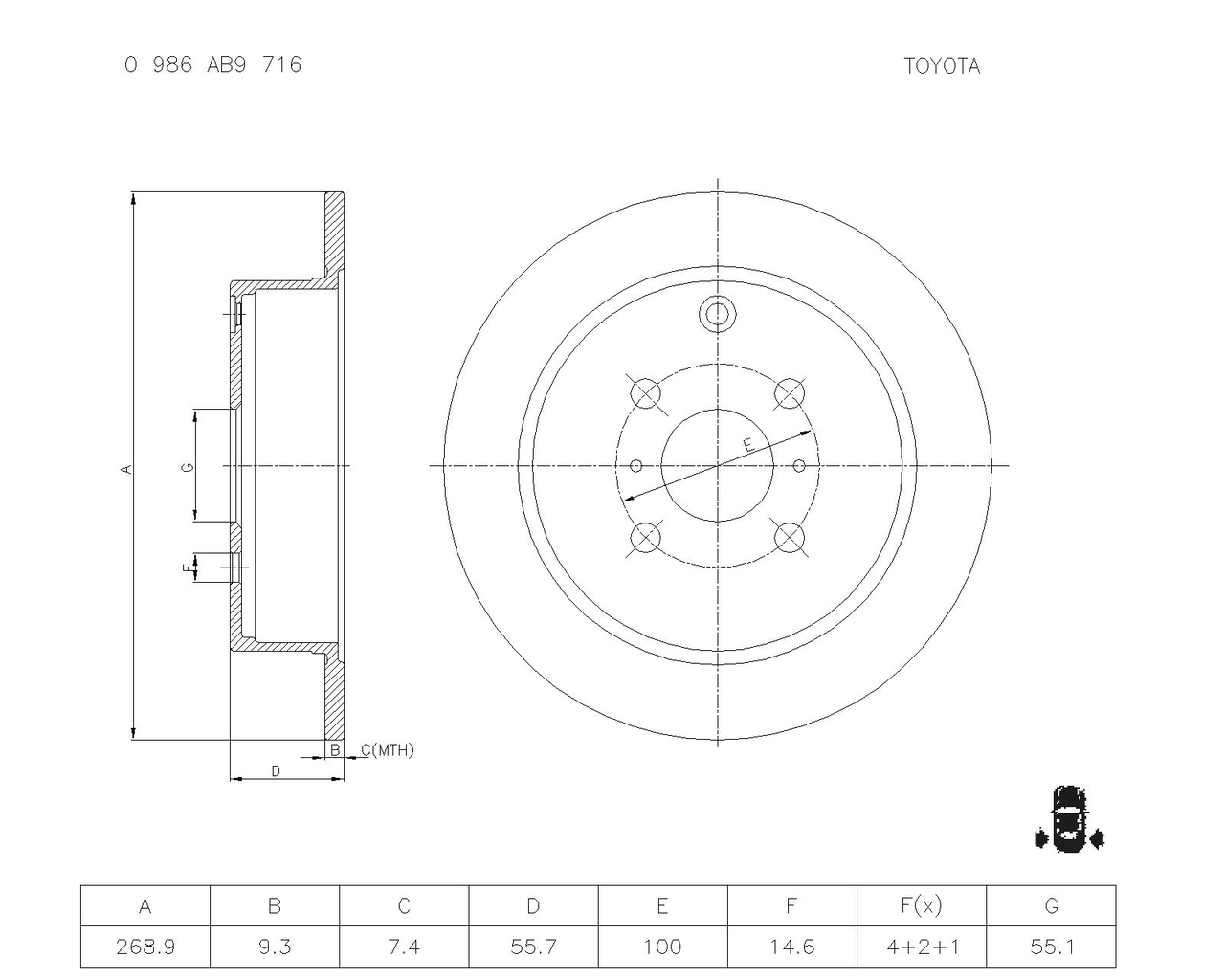 BOSCH 0 986 AB9 716 Brake Disc