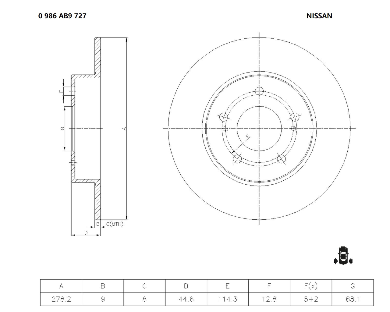 BOSCH 0 986 AB9 727 Brake Disc