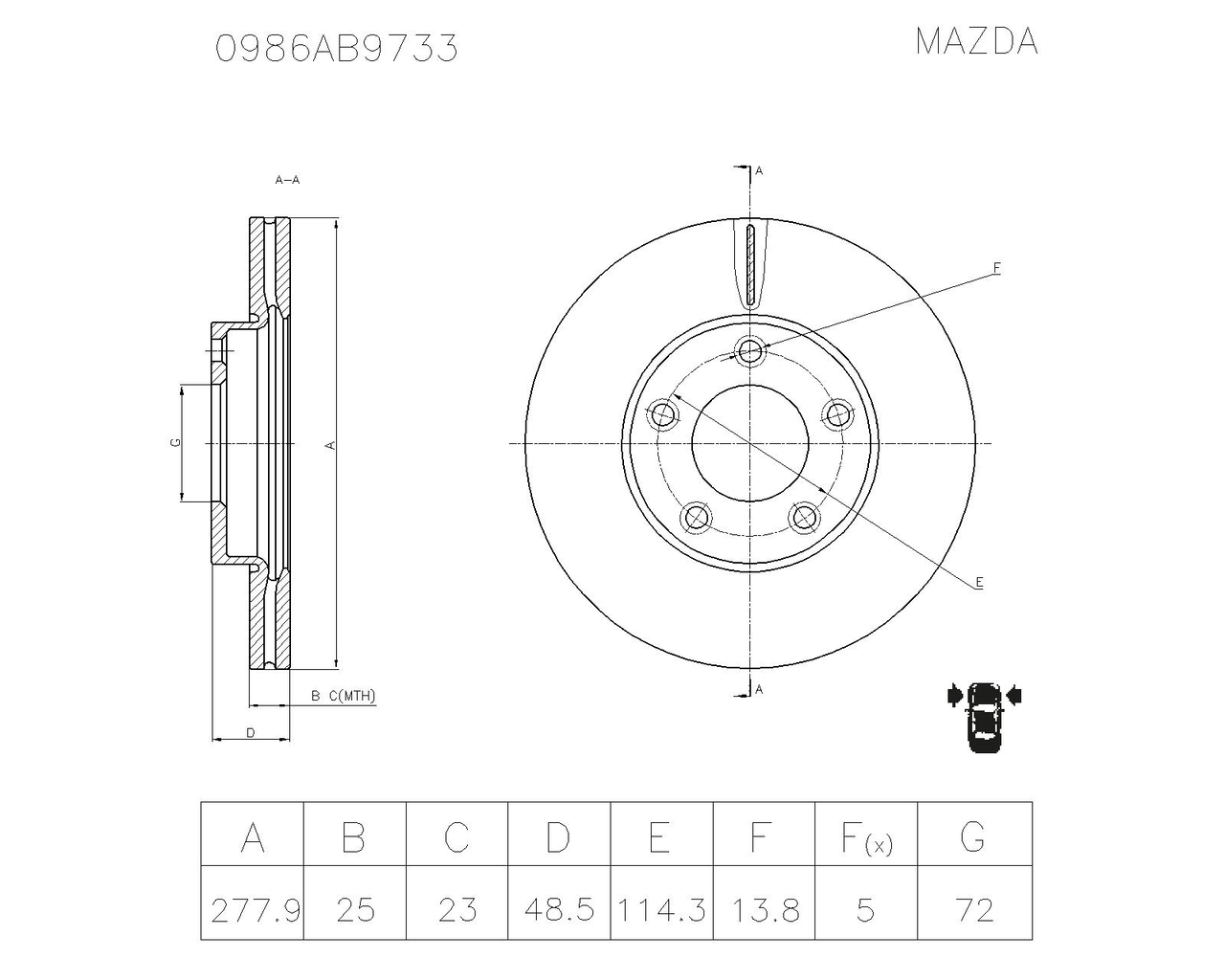 BOSCH 0 986 AB9 733 Brake Disc