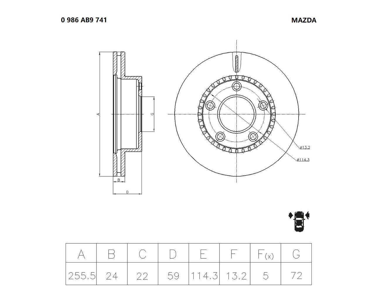 BOSCH 0 986 AB9 741 Brake Disc