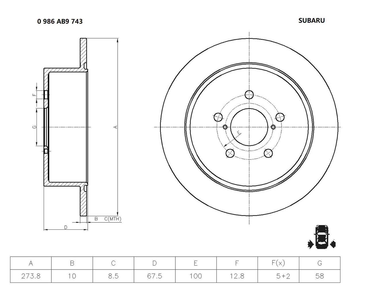 BOSCH 0 986 AB9 743 Brake Disc