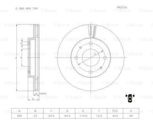 BOSCH 0 986 AB9 749 Brake Disc