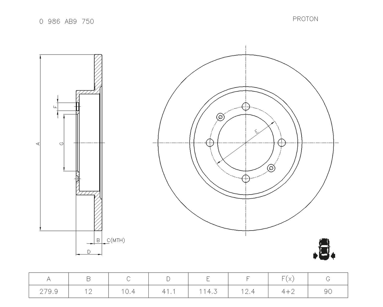 BOSCH 0 986 AB9 750 Brake Disc