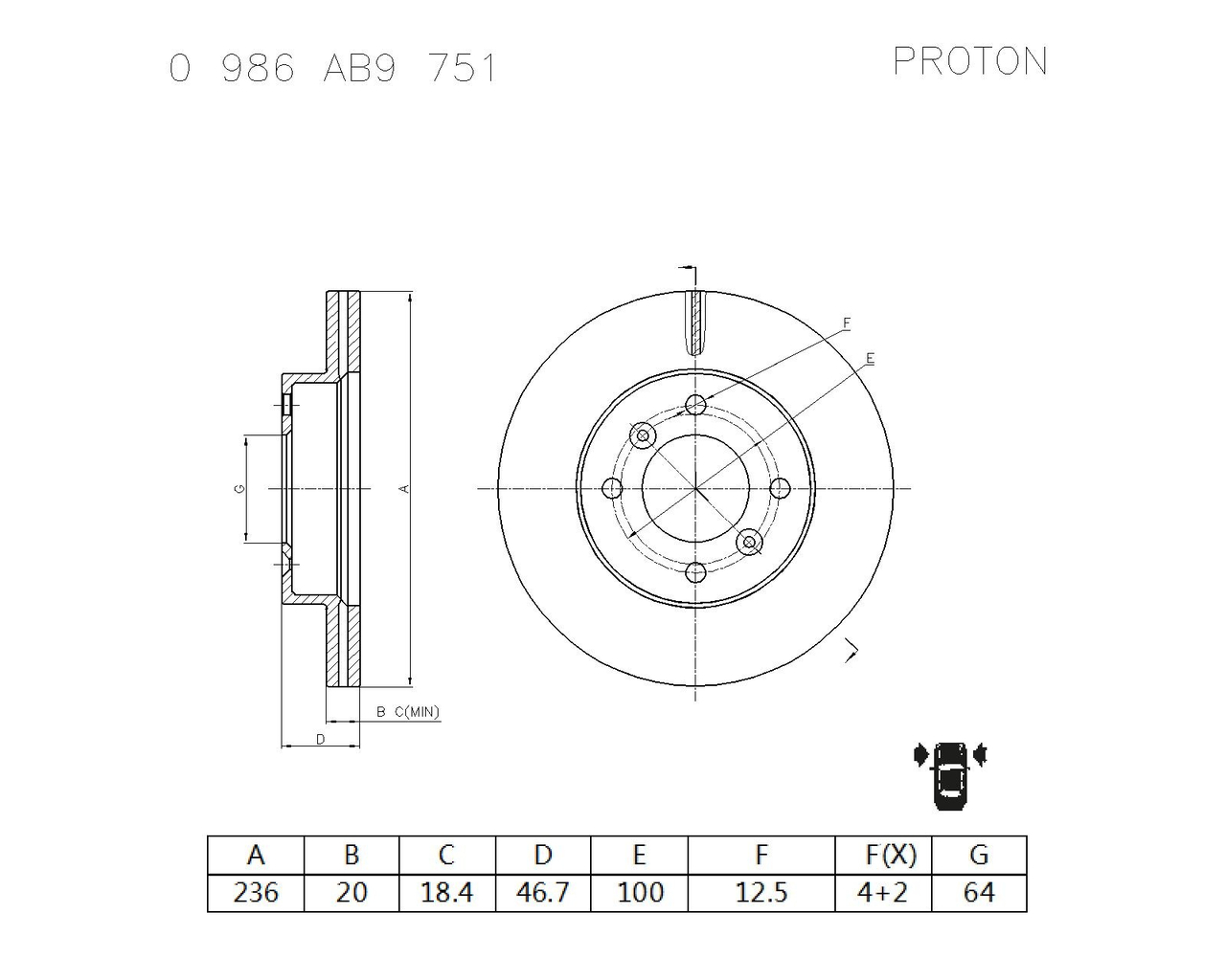 BOSCH 0 986 AB9 751 Brake Disc