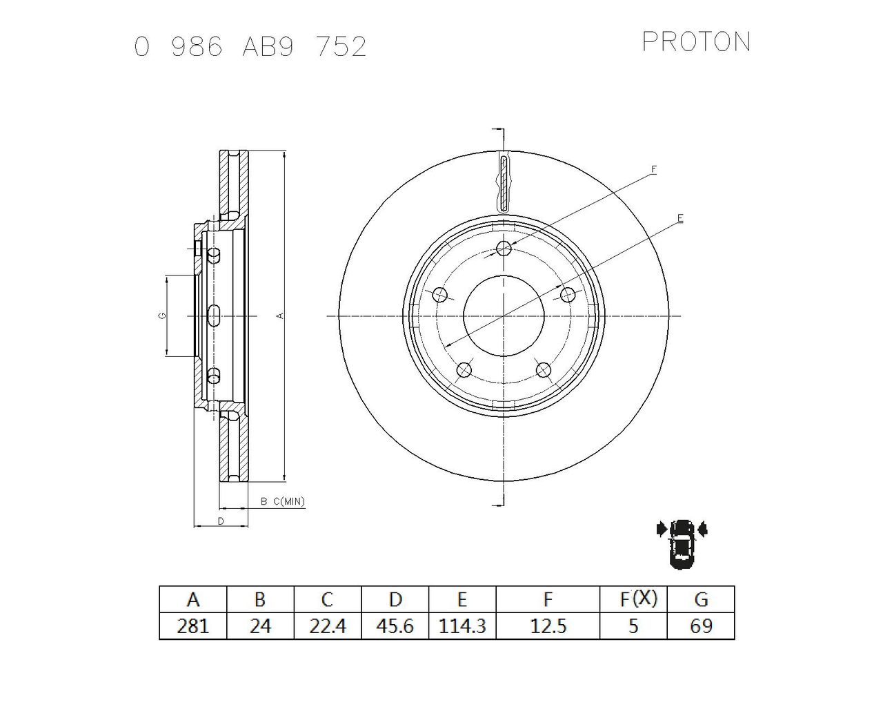 BOSCH 0 986 AB9 752 Brake Disc