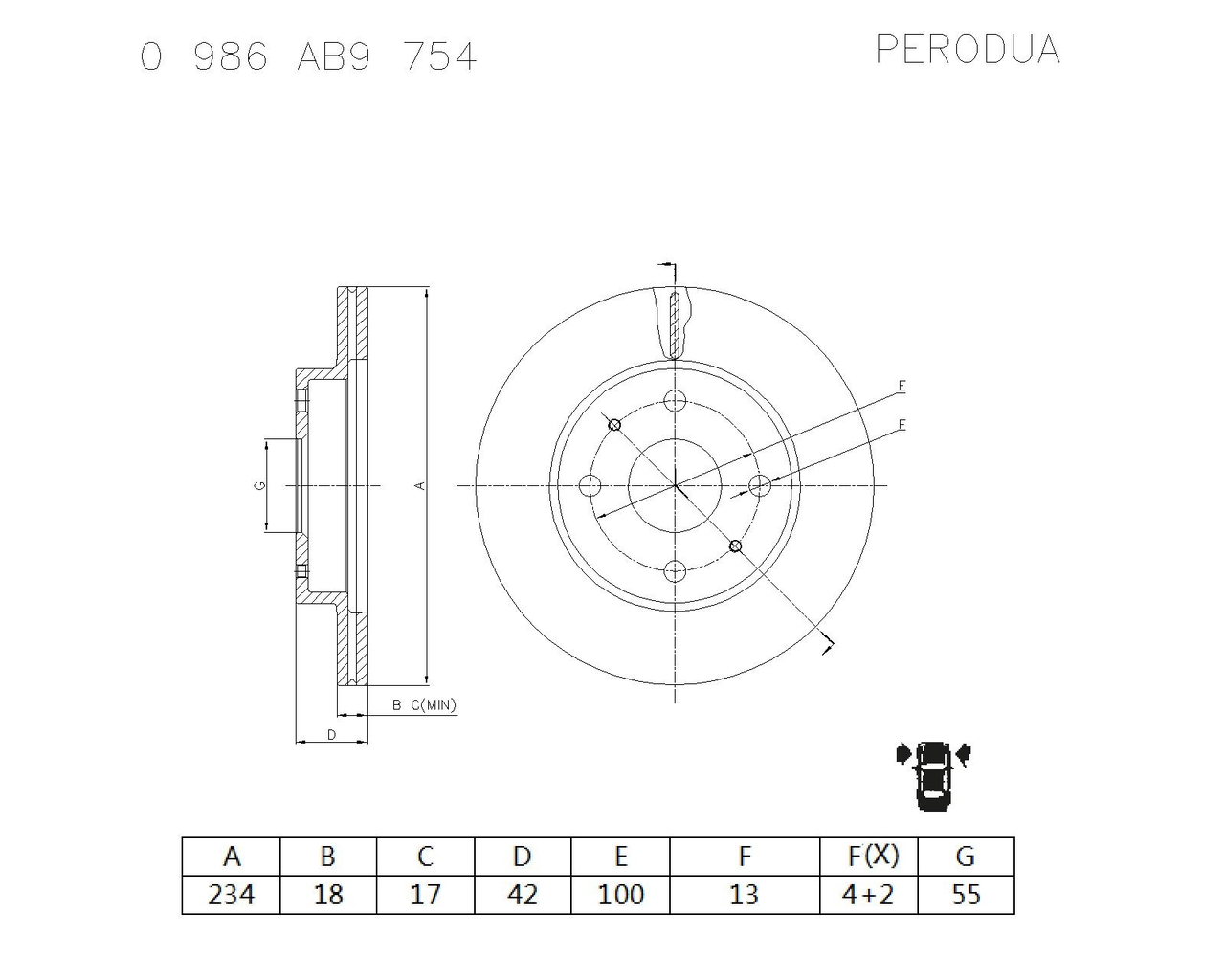 BOSCH 0 986 AB9 754 Brake Disc