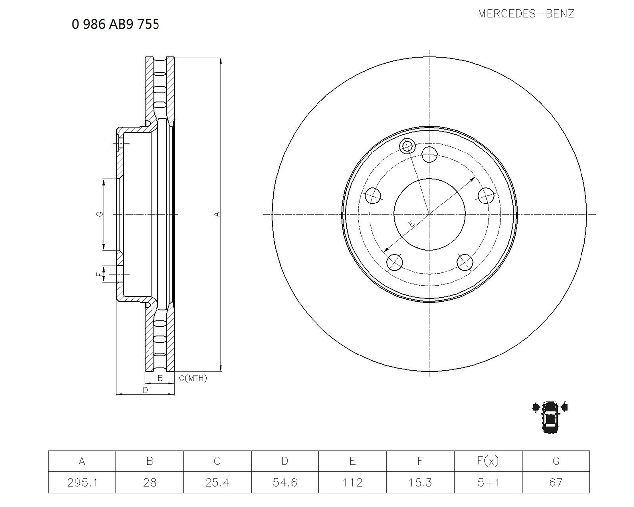 BOSCH 0 986 AB9 755 Brake Disc