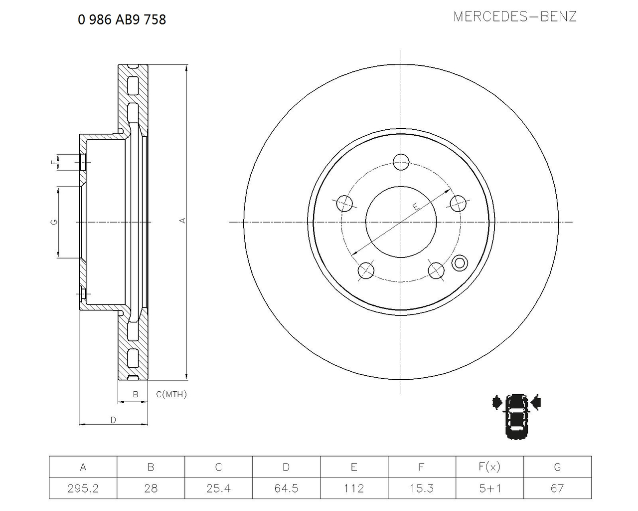 BOSCH 0 986 AB9 758 Brake Disc