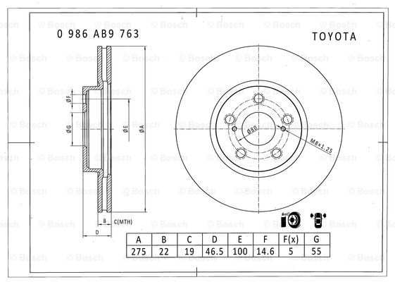 BOSCH 0 986 AB9 763 Brake Disc