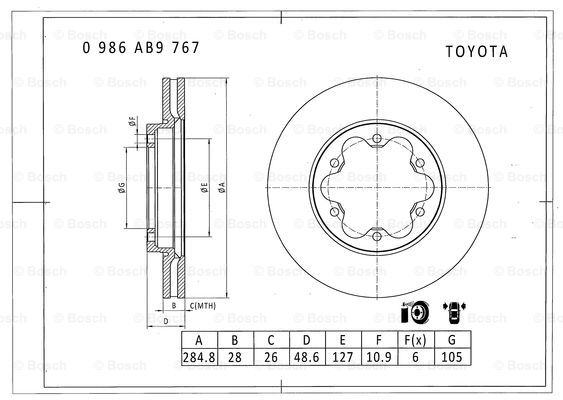 BOSCH 0 986 AB9 767 Brake Disc