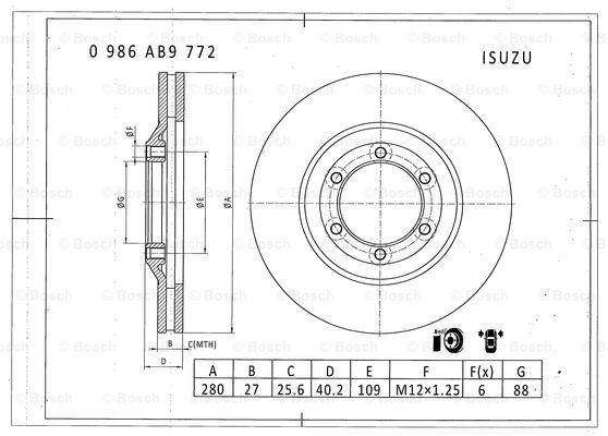 BOSCH 0 986 AB9 772 Brake Disc