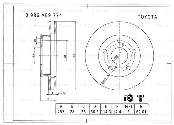 BOSCH 0 986 AB9 774 Brake Disc