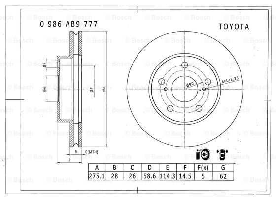 BOSCH 0 986 AB9 777 Brake Disc