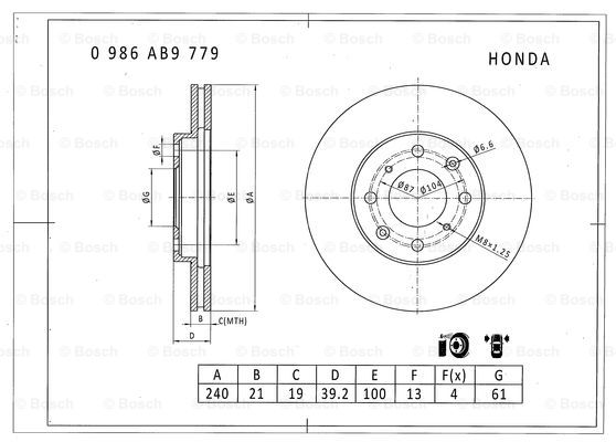 BOSCH 0 986 AB9 779 Brake Disc