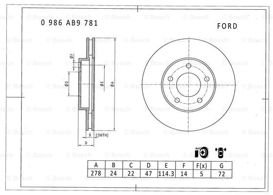 BOSCH 0 986 AB9 781 Brake Disc