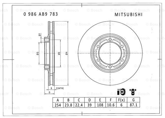 BOSCH 0 986 AB9 783 Brake Disc