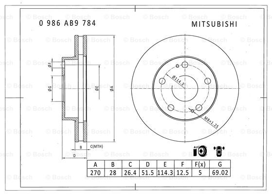 BOSCH 0 986 AB9 784 Brake Disc