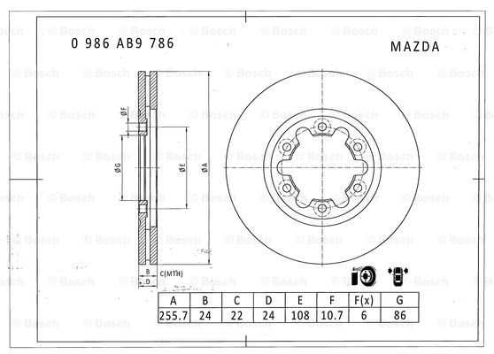 BOSCH 0 986 AB9 786 Brake Disc