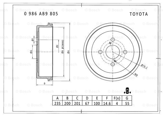 BOSCH 0 986 AB9 805 Brake Drum