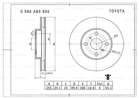 BOSCH 0 986 AB9 806 Brake Disc