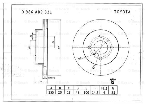 BOSCH 0 986 AB9 821 Brake Disc