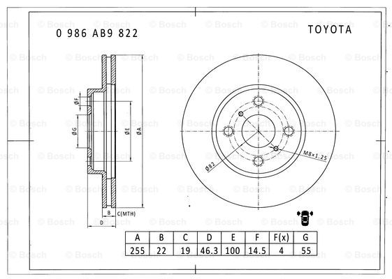 BOSCH 0 986 AB9 822 Brake Disc