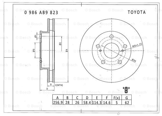 BOSCH 0 986 AB9 823 Brake Disc