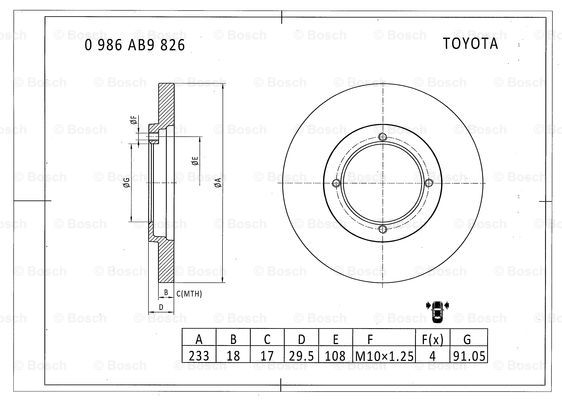 BOSCH 0 986 AB9 826 Brake Disc