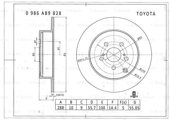 BOSCH 0 986 AB9 828 Brake Disc