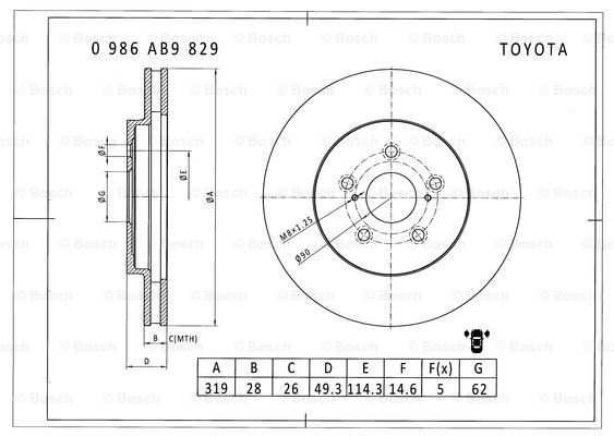 BOSCH 0 986 AB9 829 Brake Disc