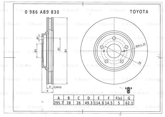 BOSCH 0 986 AB9 830 Brake Disc