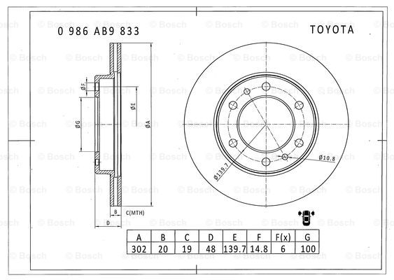 BOSCH 0 986 AB9 833 Brake Disc