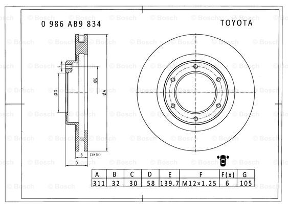 BOSCH 0 986 AB9 834 Brake Disc