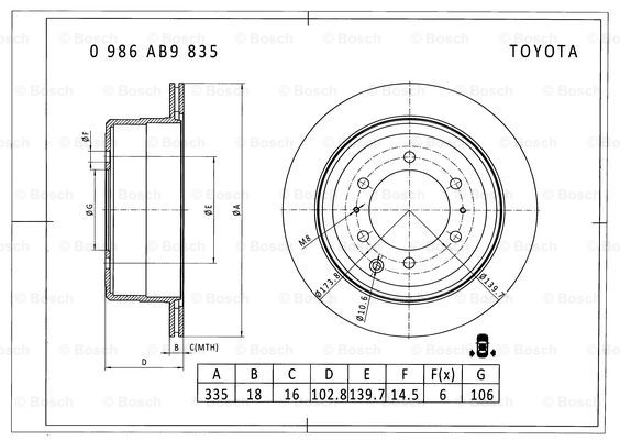 BOSCH 0 986 AB9 835 Brake Disc