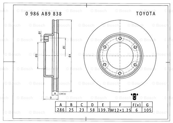 BOSCH 0 986 AB9 838 Brake Disc