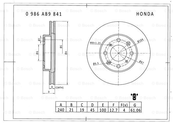 BOSCH 0 986 AB9 841 Brake Disc