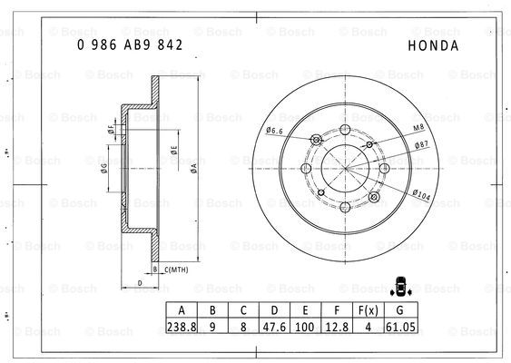 BOSCH 0 986 AB9 842 Brake Disc