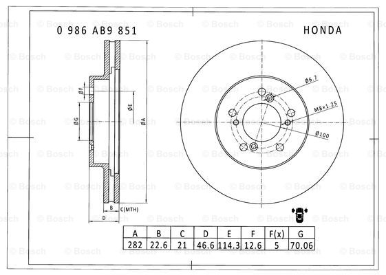 BOSCH 0 986 AB9 851 Brake Disc