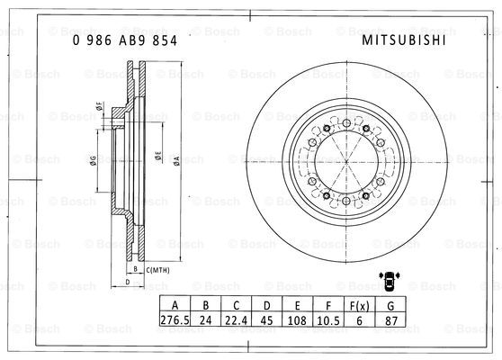 BOSCH 0 986 AB9 854 Brake Disc