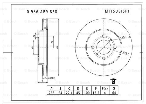 BOSCH 0 986 AB9 858 Brake Disc