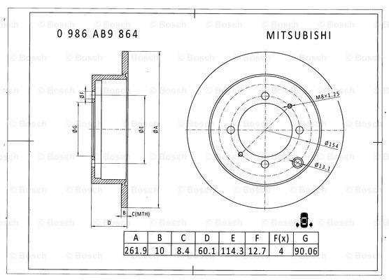 BOSCH 0 986 AB9 864 Brake Disc