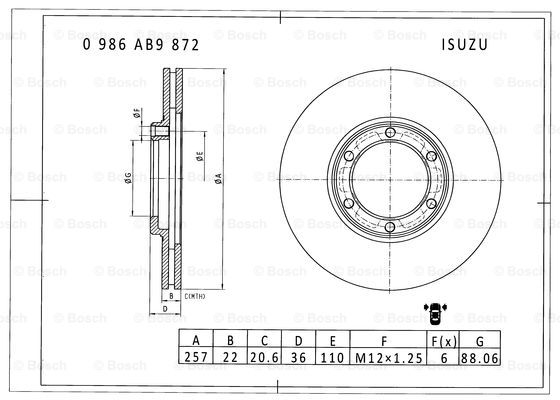 BOSCH 0 986 AB9 872 Brake Disc