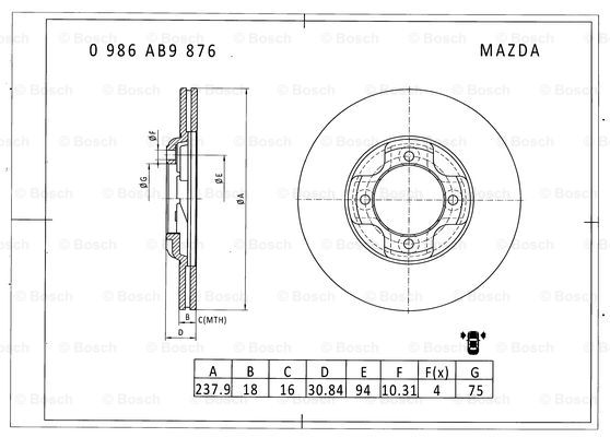 BOSCH 0 986 AB9 876 Brake Disc