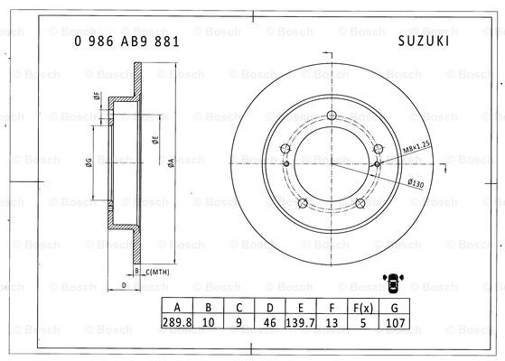 BOSCH 0 986 AB9 881 Brake Disc