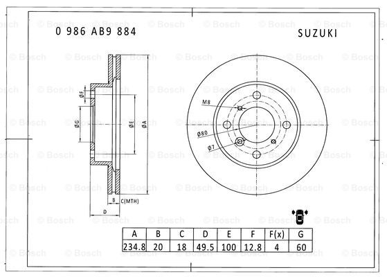 BOSCH 0 986 AB9 884 Brake Disc