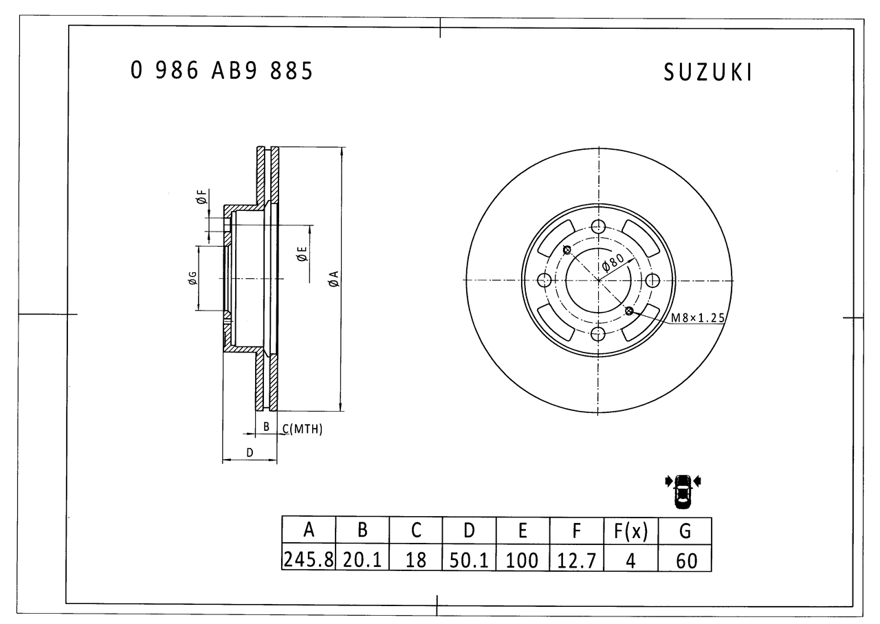BOSCH 0 986 AB9 885 Bremsscheibe